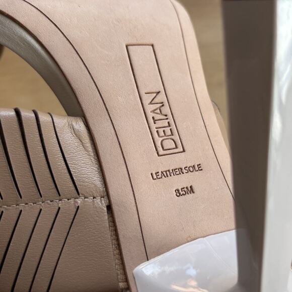 Deltan Kelsea White Tan Leather Braided Slip On Heeled Summer Sandals Size 8.5M - Picture 4 of 11